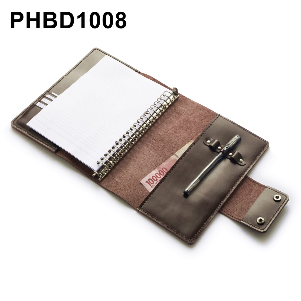 binder kulit asli A5 agenda ring loose leaf warna coklat - PHBD1008