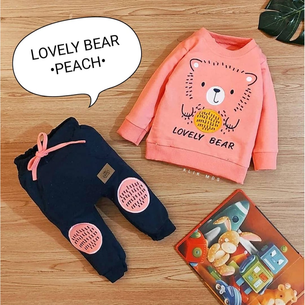 Klik Mds Setelan Baju Anak Laki-Laki Atasan Dan Celana Motif Lovely Bear 1 Ukuran Estimasi 2-9 bulan