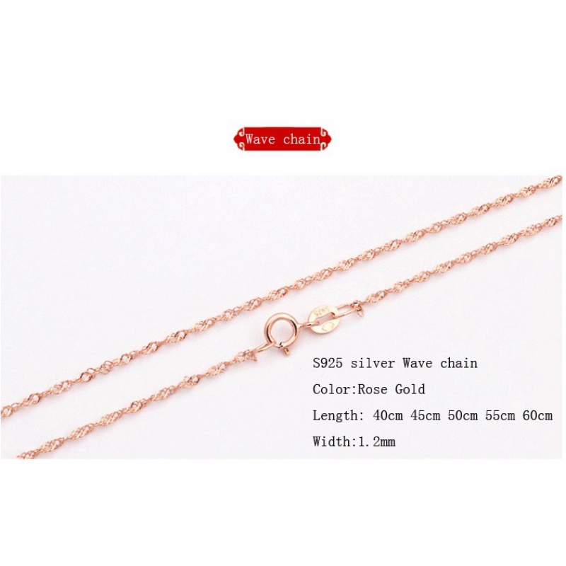 7 gaya Rose Gold Rantai 925 perak Kalung Desain Yang Berbeda/Panjang 18 K Rose gold disepuh tanpa liontin Perhiasan Wanita Hadiah