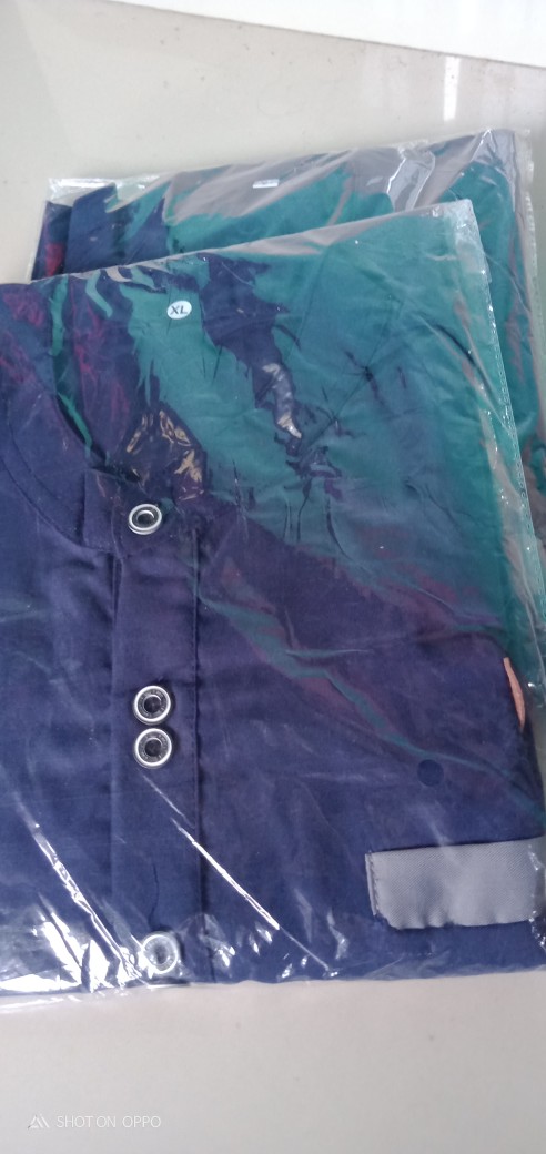 Murah Batik Kemeja Hem Pria Motif Prada Kombinasi Merah Baju Kantor Seragam