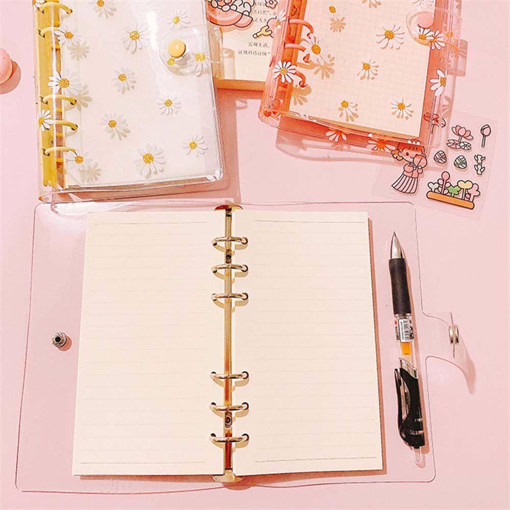 AUGUSTINA Office Supplies Daisy Notebook Binder Transparent Binder File Folder Literary Binder Shell Journal Binder 6 Hole Little Daisy Student Stationery Kawaii Soft Shell Notebook Cover/Multicolor