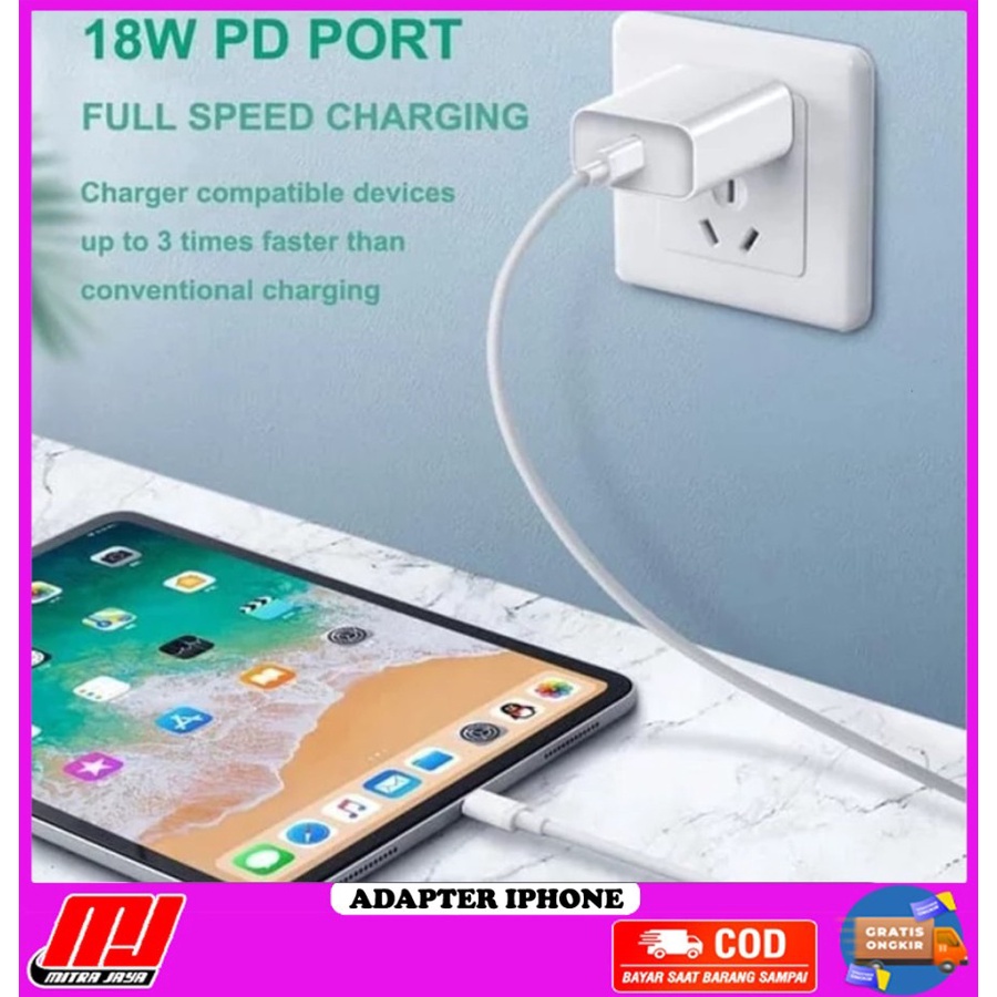 Adapter Charger Lightning 18W Type-C Power