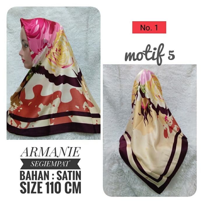 Jilbab Segiempat Satin Dafanya Armanie Motif 5 Hijab Scarf Murah