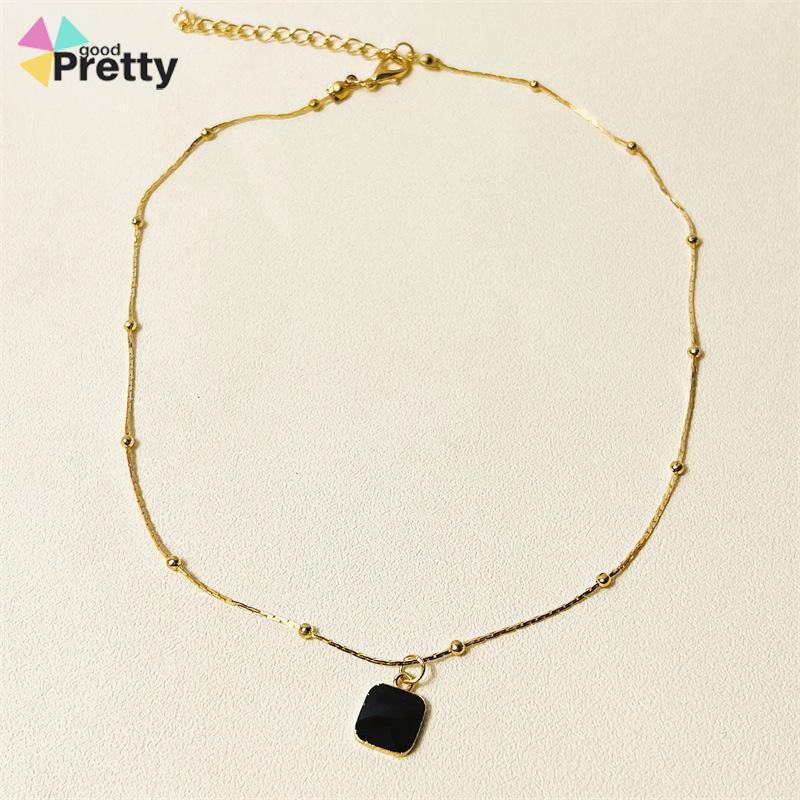 High-end Geometris Persegi Liontin Drop Minyak Kalung Wanita Fashion Kepribadian Desain Niche - PD