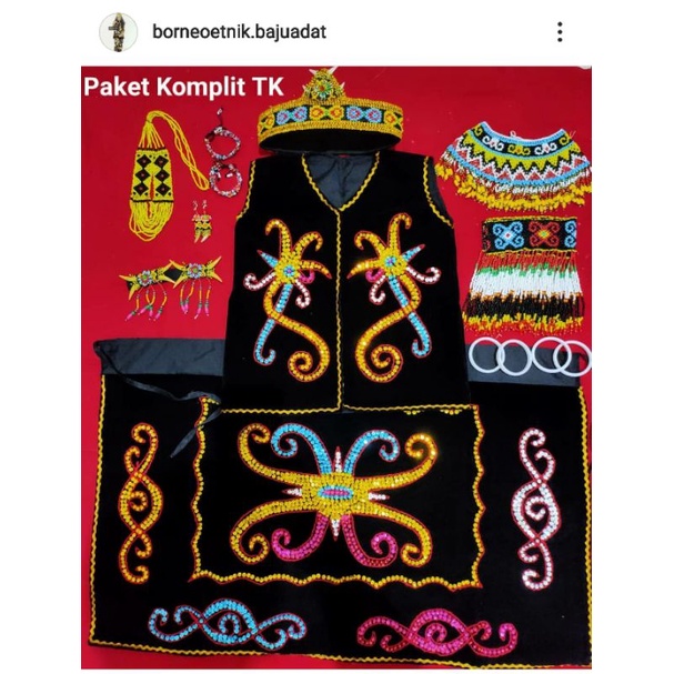 1 set baju dayak anak kecil 1 paket kostum dayak anak cewek kecil baju adat tradisional dayak kostum