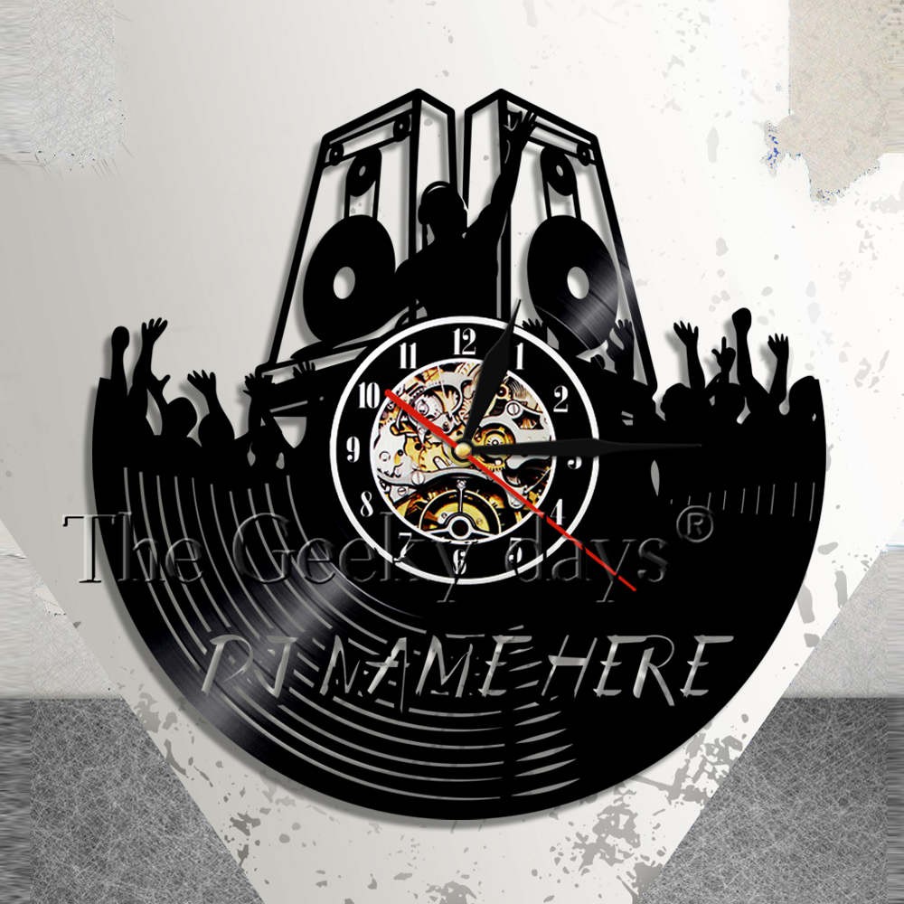 DJ Speaker Wall Clock DJ Your Name Personalised Vinyl Record Wall Clock Custom DJ Name