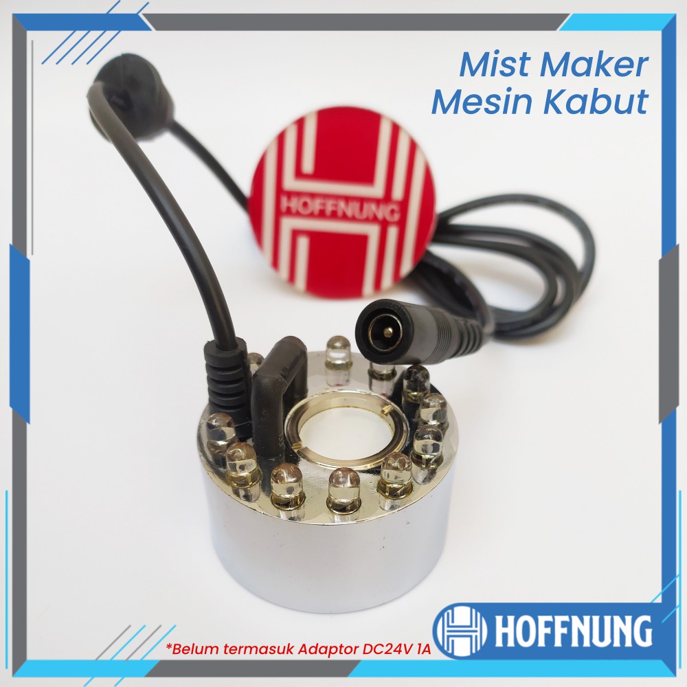 Mist Maker LED Stenlis 20mm + Adaptor 24V 1A Mesin Kabut Cahaya Lampu [C]