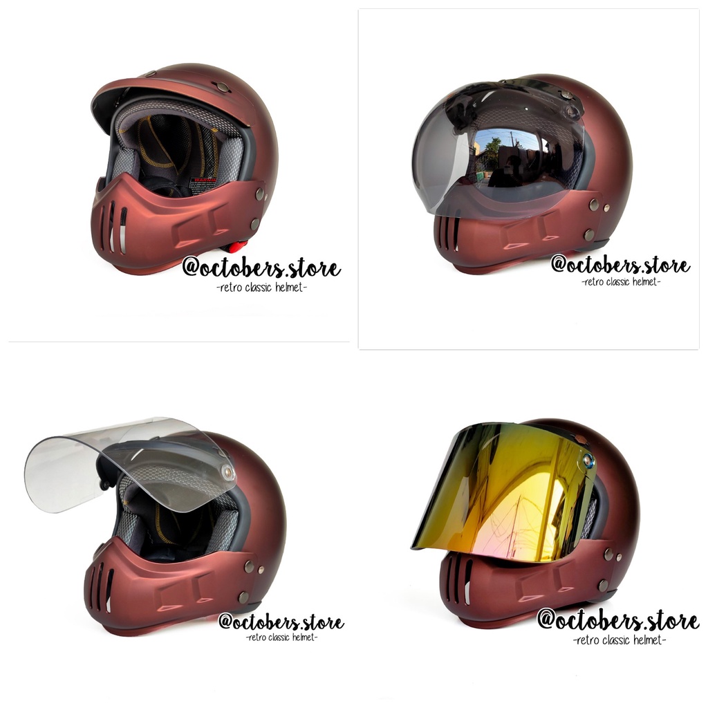 HELM CAKIL MODULAR COKELAT DOFF (HALF FACE / FULL FACE) - HELM RETRO - HELM BOGO