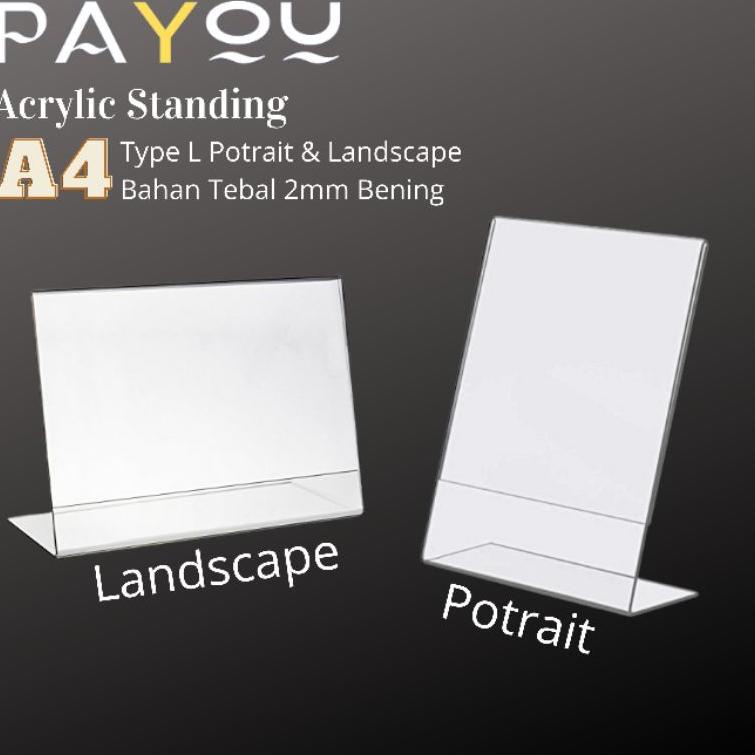 

(Y1O1) ✔ Acrylic Standing A4 L Potrait/ Landscape/ Tempat Brosur/ Tent Holder //Big@promo