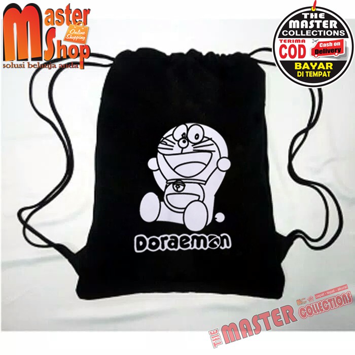 Tas Serut Doraemon / Drawstring / Tas Tali / Tas Stringbag Gym Olahraga ( MURAH BISA COD )