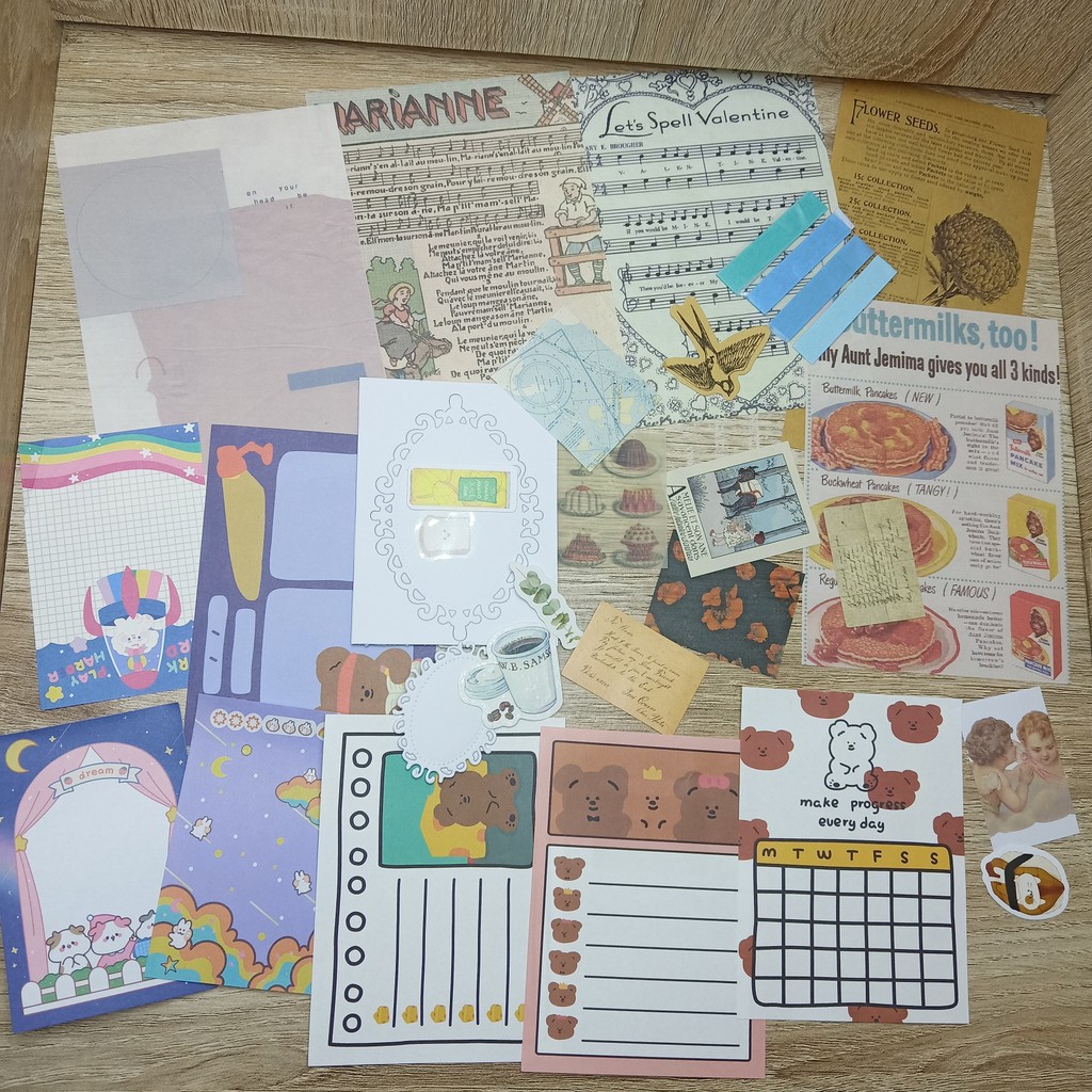 paket jurnaling ungu purple journaling kit hemat murah dapet semua yang digambar