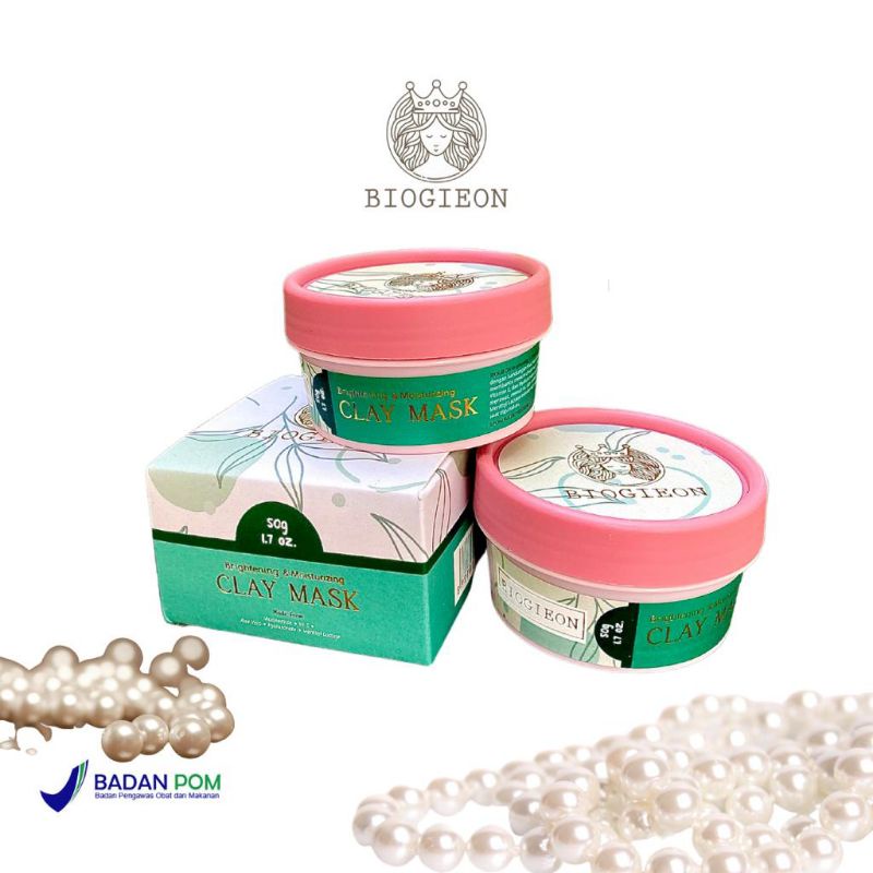 BPOM FREE SPATULA 50gr BIOGIEON CLAY MASK | Masker Wajah Clay | Masker Langsung Pakai Facemask Mask