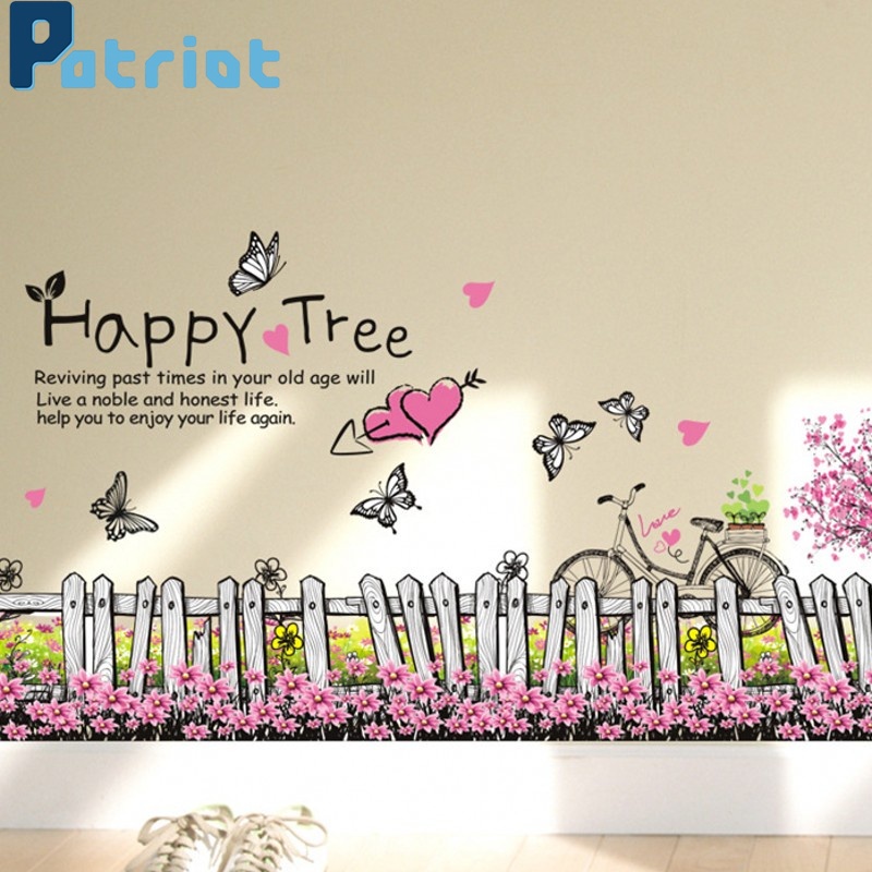 [ Flower grass and butterfly kindergarten wall Stickers decoration for  Home Living Room Bedroom ]