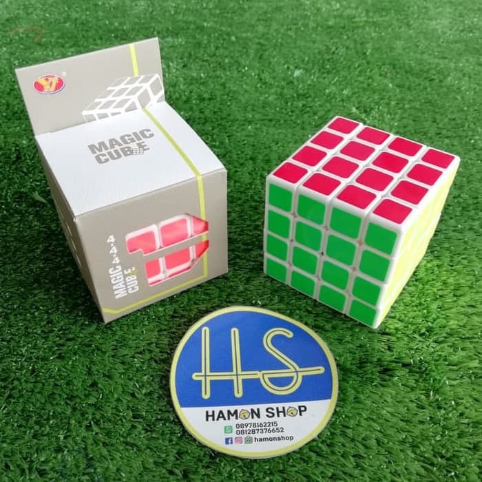 Pelumas Rubik - Rubik Yongjun - Rubik Kubus Rubik Magic Cube Yongjun 4X4 Guansu, White Base, Sticker