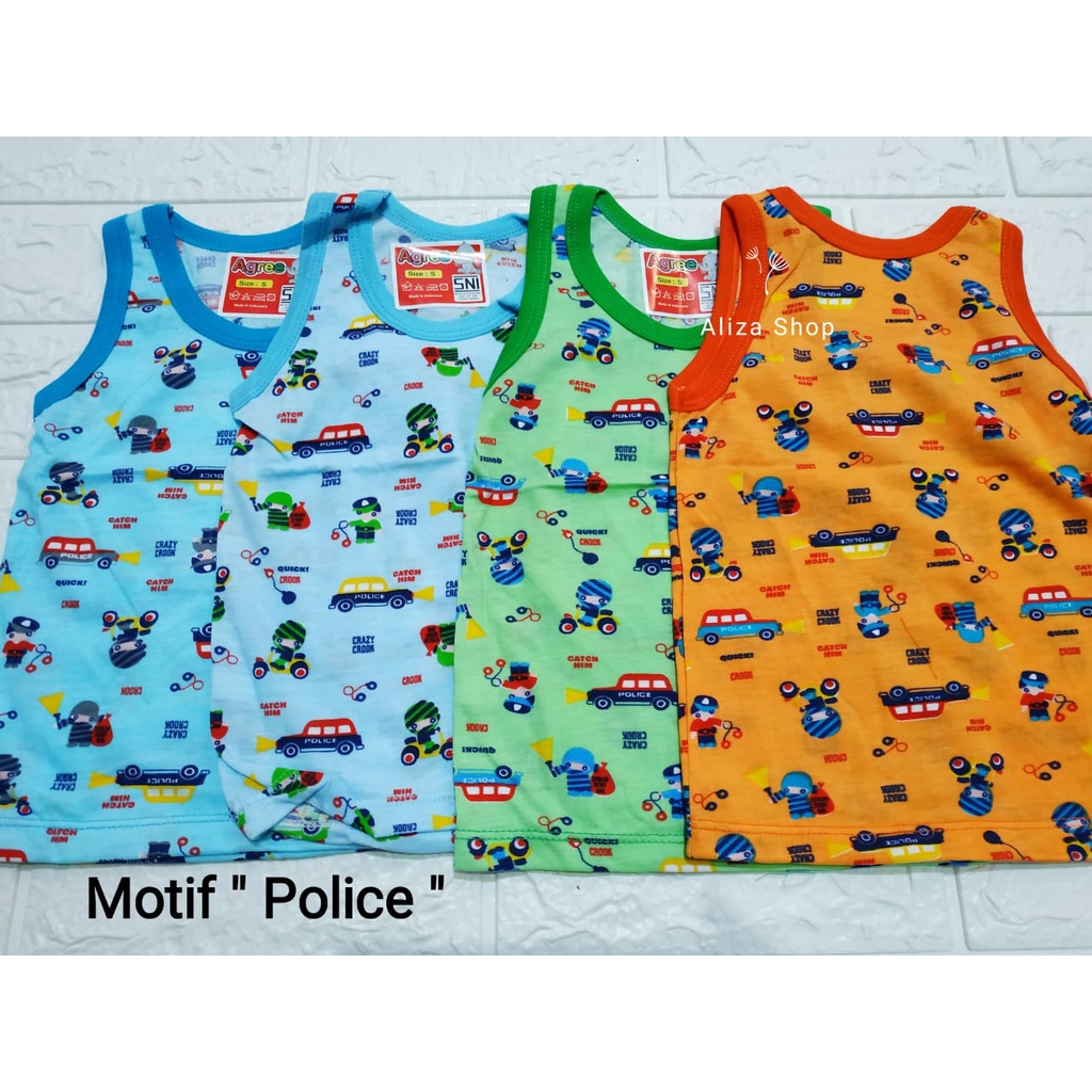 Kaos Dalam Anak Bayi Merk Agree SNI Singlet Motif Size S - XL