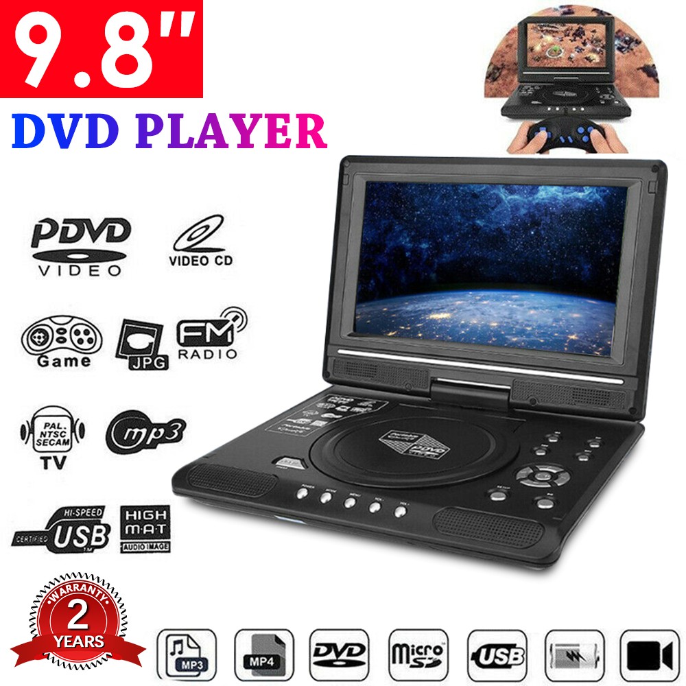 Portable Hd 9 8 Inch Car Lcd Dvd Player Game Tv Mp3 Player Usb Fm Radio Adapter Shopee Indonesia