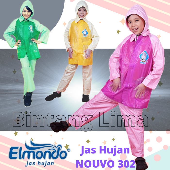 Jas Hujan Mantel Baju Celana Anak Setelan Jas Hujan Jaket Celana Anak SD Elmondo Nouvo 302 Lucu Imut