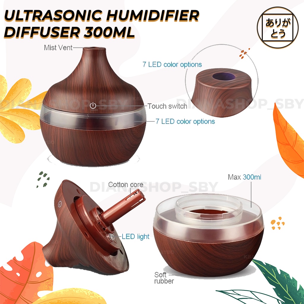 Humidifier Difuser Diffuser Aromatherapy Aromaterapi 300Ml Tanpa Remote