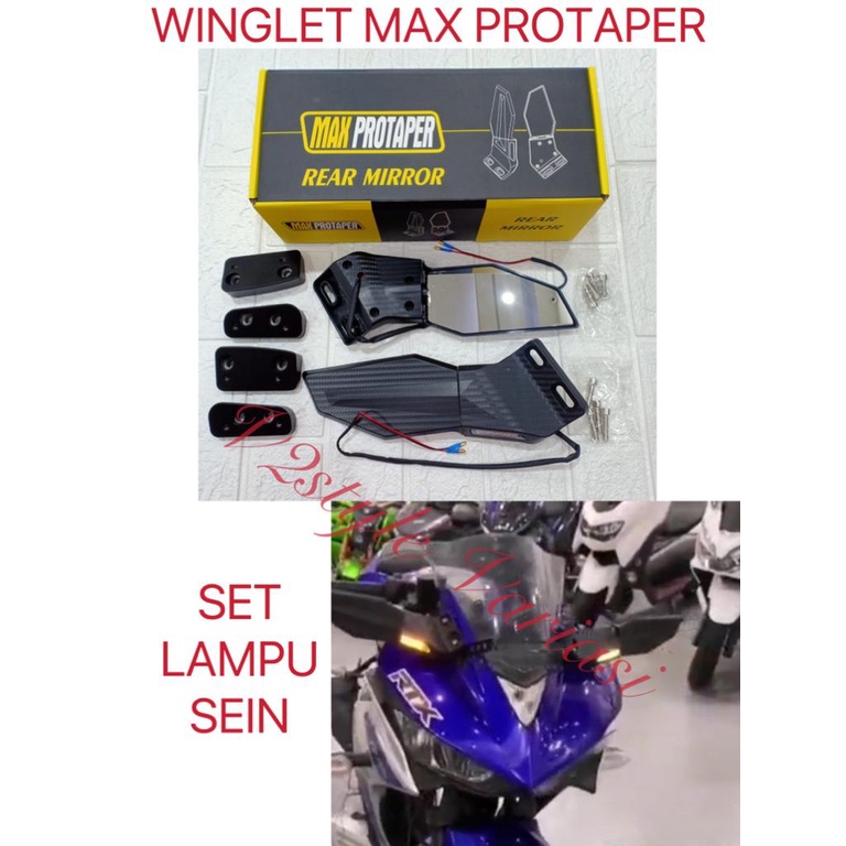 SPION WINGLET MAX PROTAPER LAMPU SEN LED SEIN SPION SAYAP REAR MIRROR ZX25R F22 R KACA DEPAN ORIGINAL CBR R25 VIXION MX King R15 V3 NINJA R RR YZF R3 MT25 MT07 FIZ R CB150R  BYSON AEROX GSX 250FI KARBU NMAX SPION FAIRING R25 R15 CBR250RR ZX636 CB NMAX CB