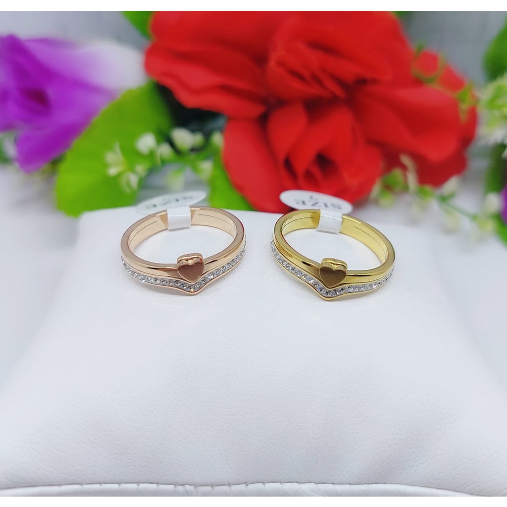 Cincin titanium permata lapis emas 0122-0124