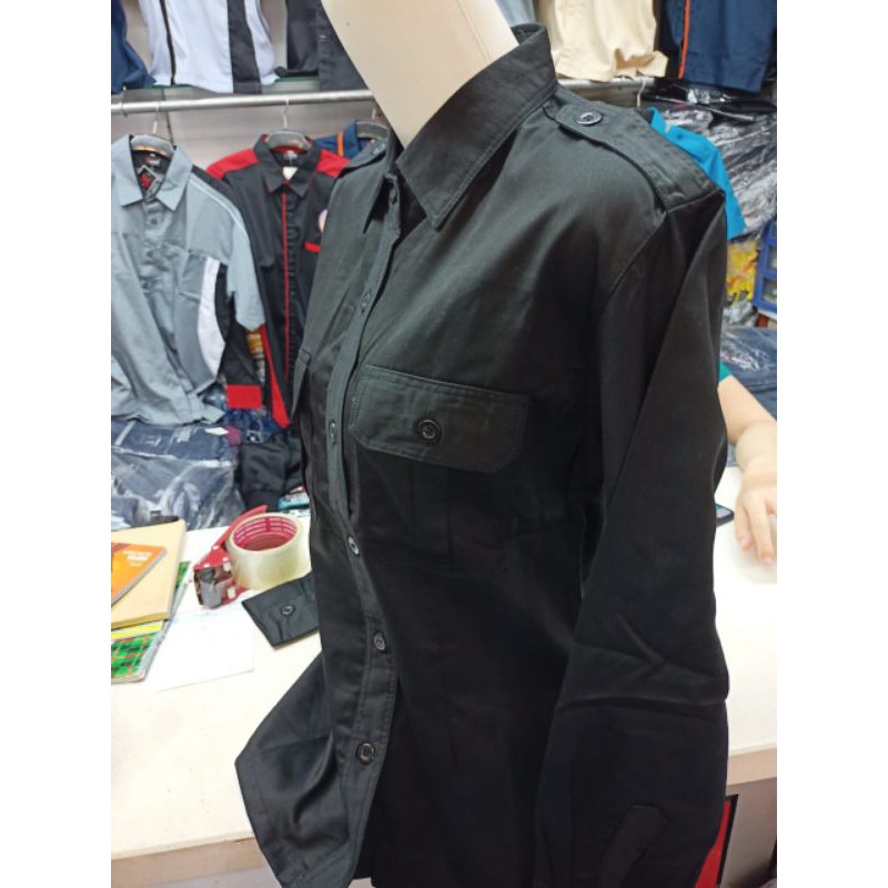 Kemeja seragam kerja drill, baju kantor, kemeja kantor, PDH wanita, seragam pangkat wanita