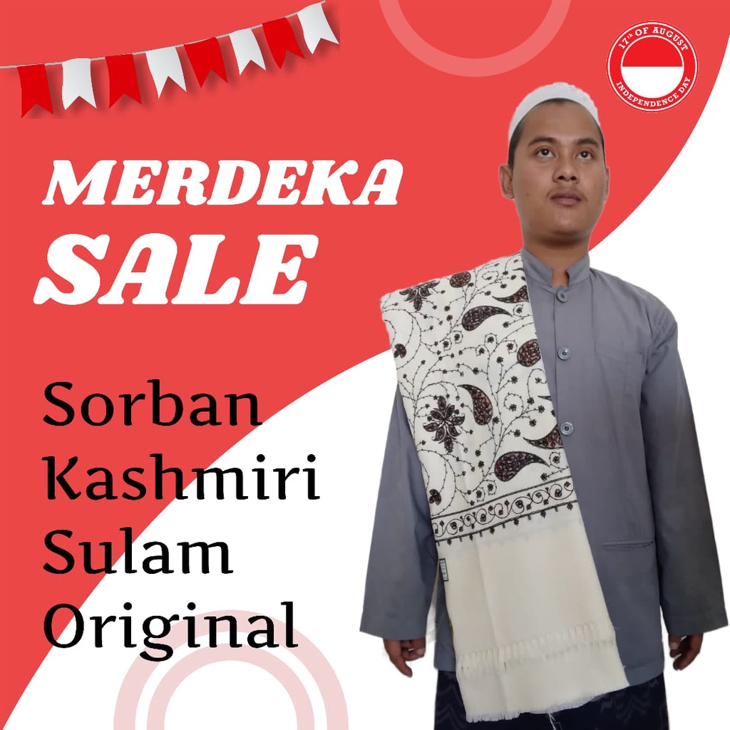 Sorban Kasmiri Sulam Original - Dua Motif Syal Kashmiri Import India