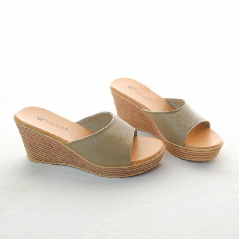 Sandal Wedges Kulit 7cm Selop Papirut Wanita Ibu Ibu Kondangan Pesta Selop Odense