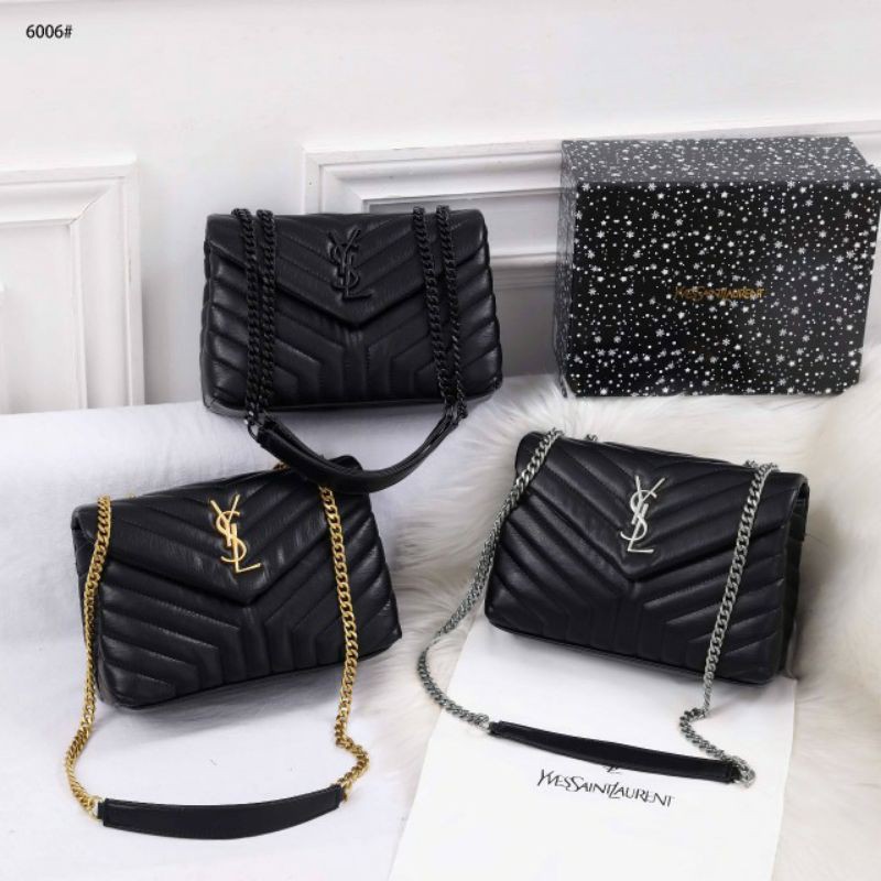 YSL LouLou Small Leather Shoulder Bag in Black #6006 New