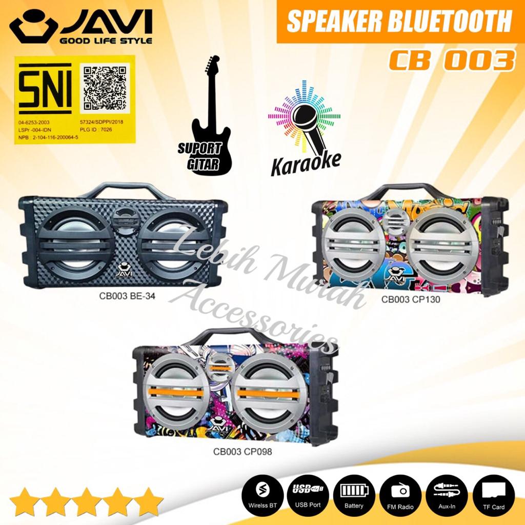 Speaker Bluetooh JAVI CB003 Dual Subwofer Stereo + Mic/Remote Support Input Gitar Speaker Karaoke Speaker Aktif Speaker Gede Speaker Superbass Speaker aktip