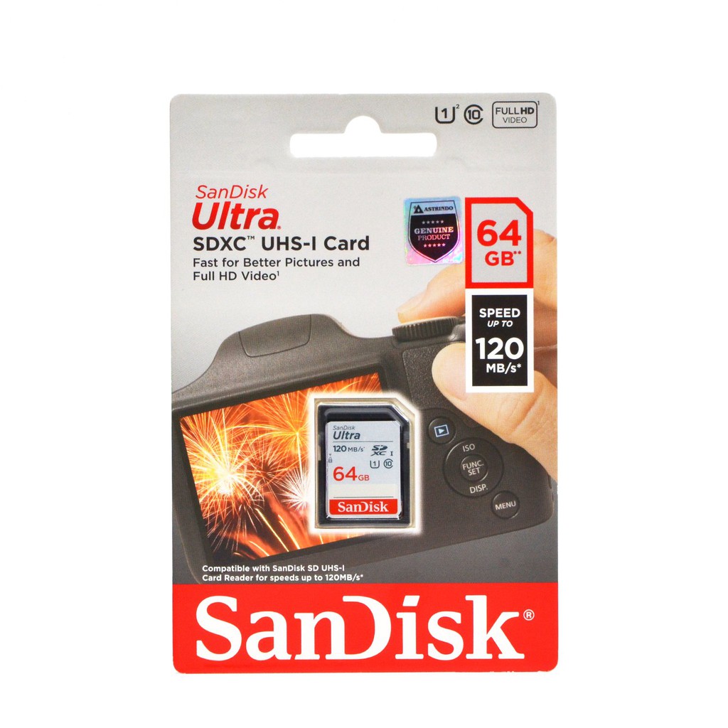 Sandisk Memory SD Card 64 GB 120 Mbps Original