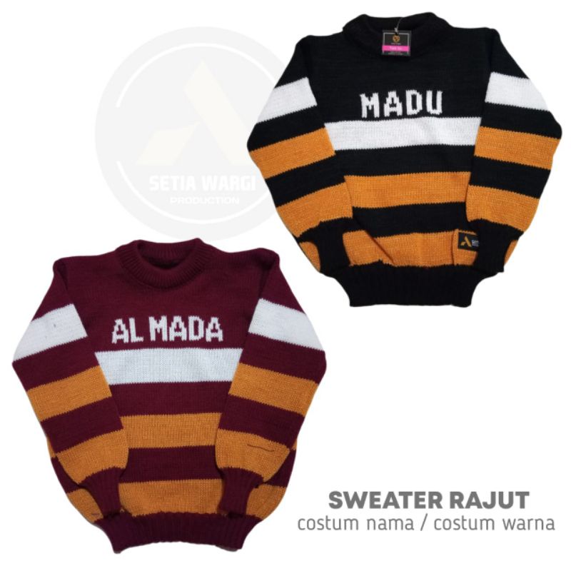 SWEATER COSTUM NAMA | BAJU HANGAT | BAJU ANAK