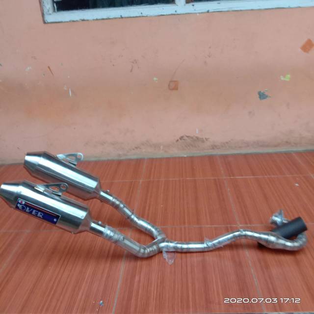Knalpot racing OVER RACING dobel selencer untuk klx dan crf 150cc