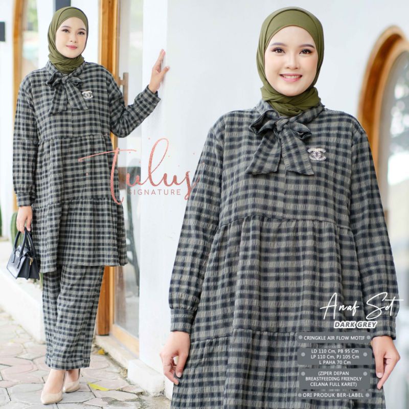 ANAF SET BY TULUS SIGNATURE (ONE SET WANITA) Setelan muslimah kotak-kotak rekomended