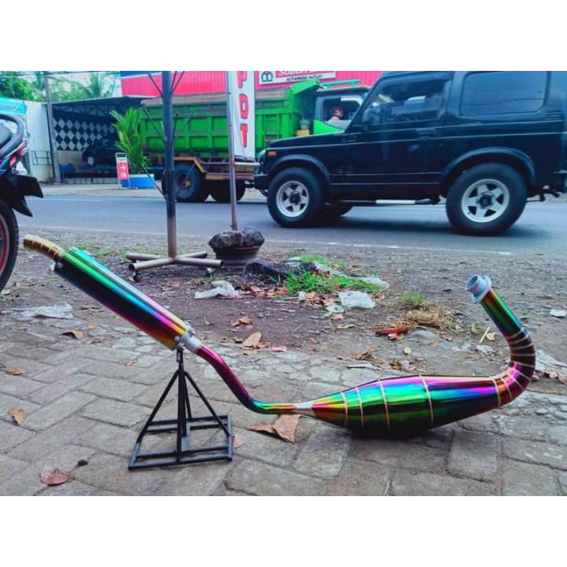 knalpot motor ninja r  dan rr kobra pelangi
