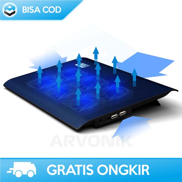 COOLING PAD NOTEBOOK LAPTOP 5V NUOXI PORTABLE COOLER USB PORT 6 KIPAS