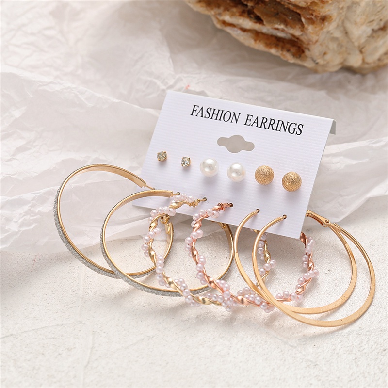 IFYOU Elegant Fashion Pearl Earrings Set Ladies Luxury Gold Earrings Women Jewelry Accessories