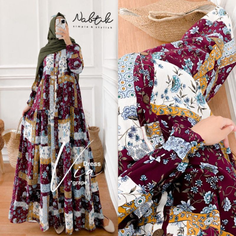 Gamis Muslim Rayon Via Dress Original Nabtik Solo