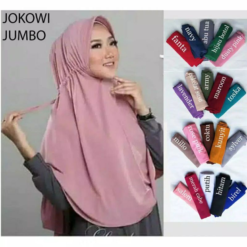 HIJAB SERUT JOKOWI JUMBO XL JILBAB HAMIDAH INSTAN KHIMAR POLOS JERSEY JUMBO SYARI TERMURAH vayaon.hijab