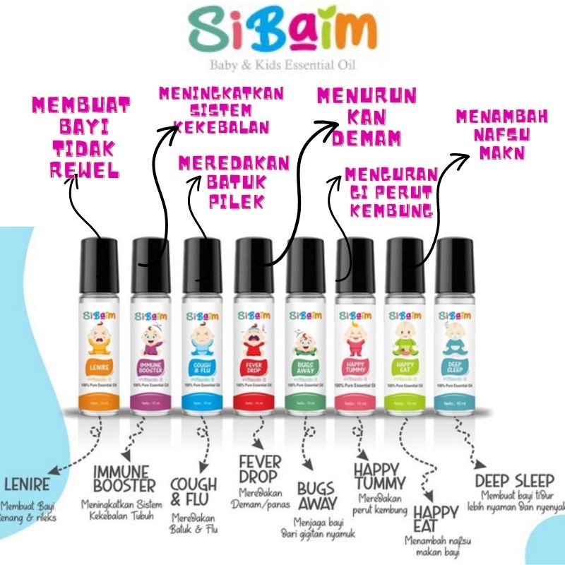 Sibaim Baby  Essential oil Meredakan flu dan pilek I Meredakan perut kembung bayi I Membuat bayi tid