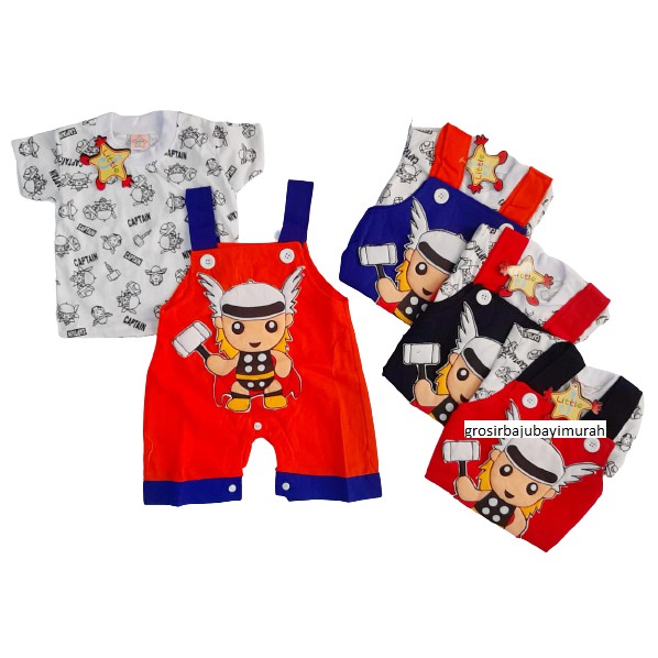 setelan baju bayi overall motif LITTLE 3-12 bulan