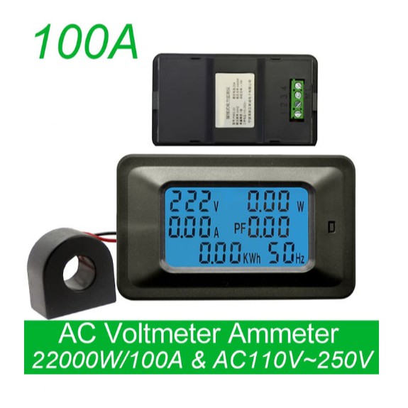 KWH Meter  cos phi Hertz Digital AC100A  Ammeter Voltmeter Wattmeter