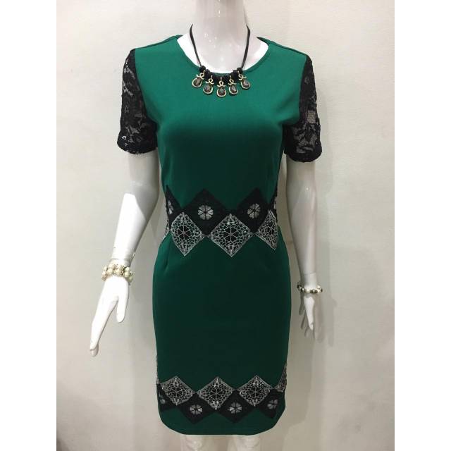 NEW  dress wanita bahan scuba bordir