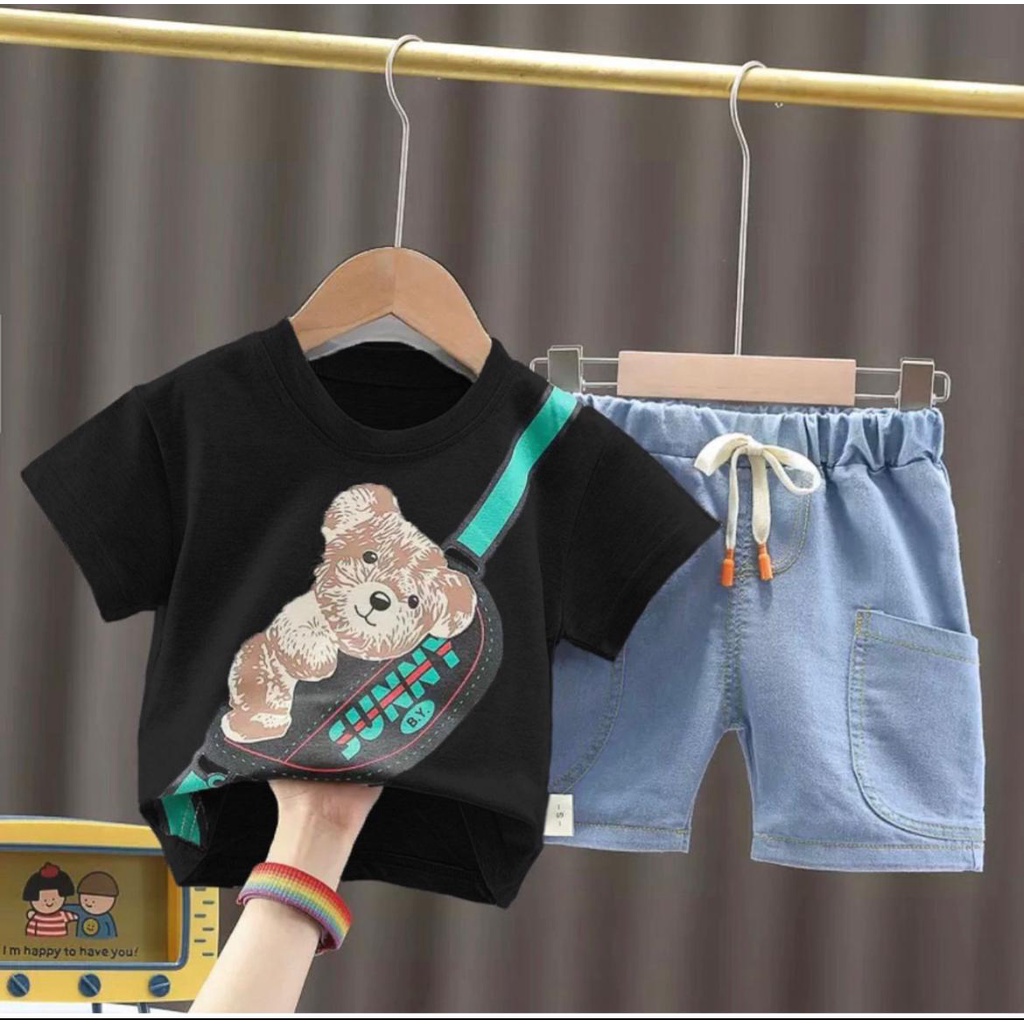 SETELAN ANAK BAJU ANAK MOTIF TAS BERUANG TERBARU / SETELAN ANAK BAJU ANAK LAKI LAKI / SETELAN ANAK BAJU ANAK PEREMPUAN / SETELAN ANAK BAJU ANAK USIA 6BULAN - 5 TAHUN / SETELAN ANAK BAJU ANAK TERBARU