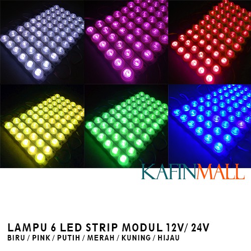 LAMPU LED MODUL 1PCS 6 MATA BESAR DC 12V / 24V VARIASI LAMPU MOBIL MOTOR MODULE