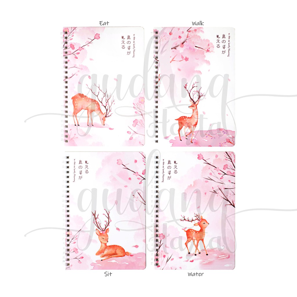 Notebook Spiral A5 Sakura Deer Buku Tulis Catatan Rusa Note Lucu GH 308134