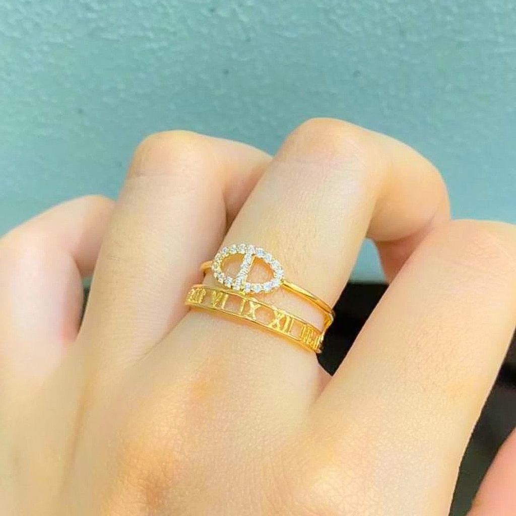 Cincin anak dan dewasa emas asli kadar 700 70% 16k 2 tingkat permata herme horseshoe diorr romawi branded aesthetic terbaru 1 gram satu gr g no 11 12 13 14 15 16