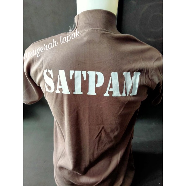 kaos satpam coklat leher tinggi/ kerah tinggi/leher panjang