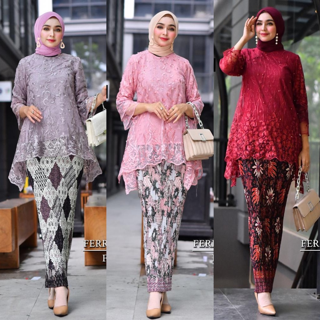 KEBAYA SETELAN RINJANI TULLE / RINJANI TILLE WARNA ROSEGOLD DAN WARNA LAINNYA