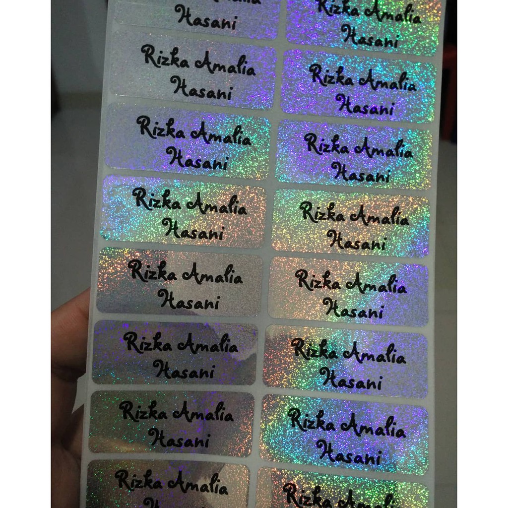 

Silver Glitter Label nama sticker label name waterproof