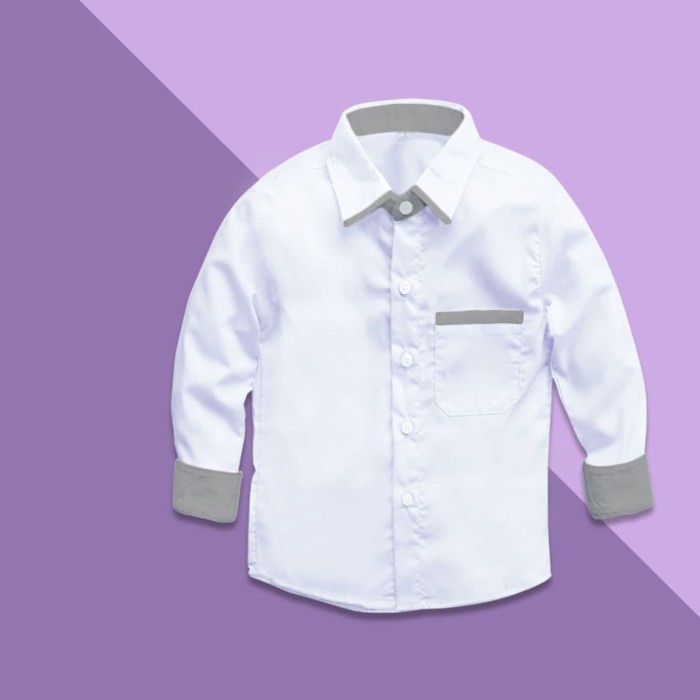 LAKI-LAKI-ANAK-KEMEJA- KEMEJA ANAK PUTIH POLOS LENGAN PANJANG KIDSHIRT | BAJU 1 - 8 TAHUN - 1-2